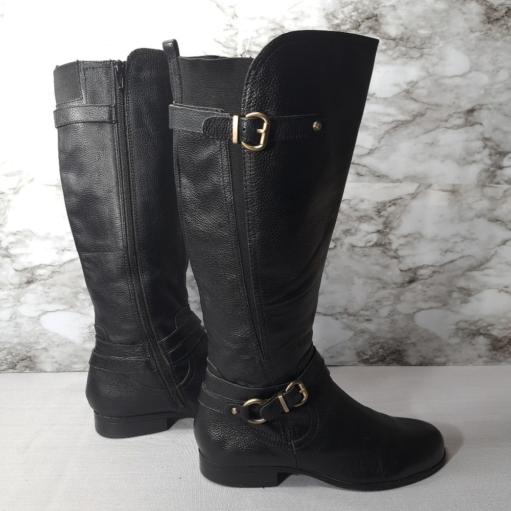 Naturalizer Juletta Women's Leather Boots Black Size 9.5 M Pebbled
